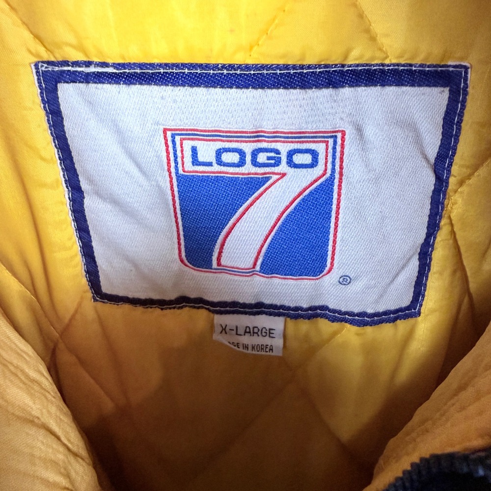 Vintage 90's Michigan Wolverines Logo 7 Jacket Mens XLarge Blue Yellow Coat - Picture 2 of 7